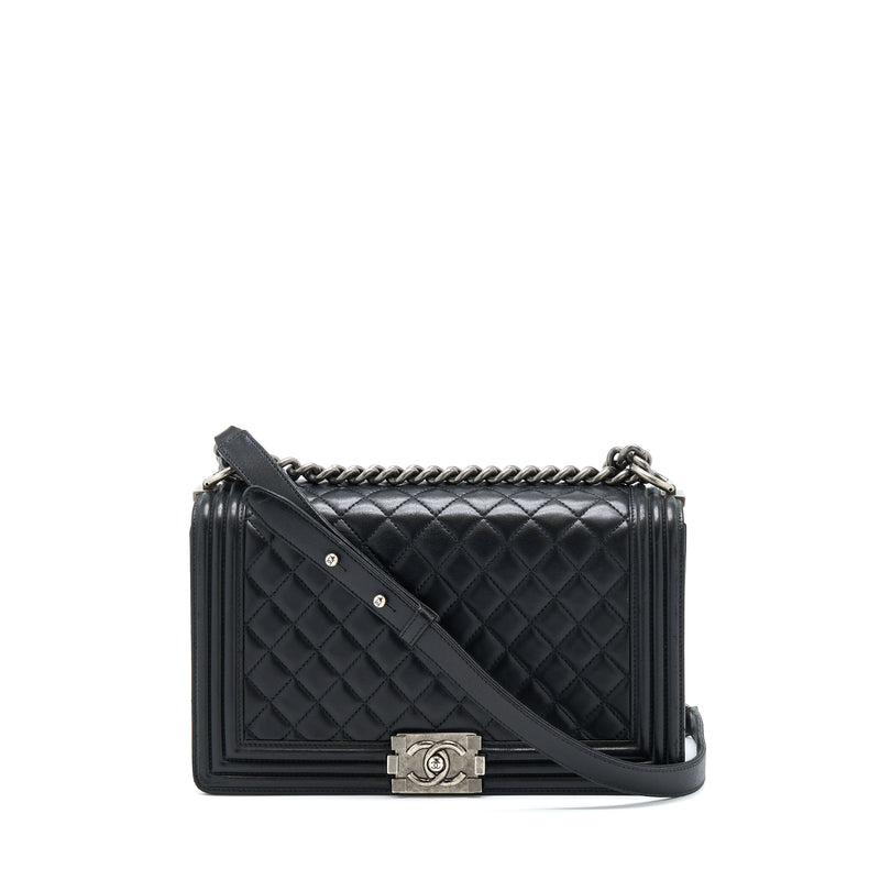 Chanel Medium Boy Bag Lambskin Black Ruthenium SHW