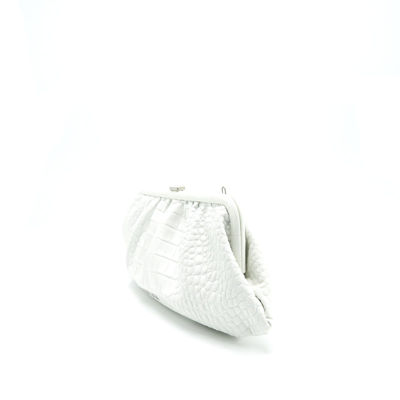 Balenciaga Cloud XL Crocodile Embossed Clutch/ Crossbody Bag