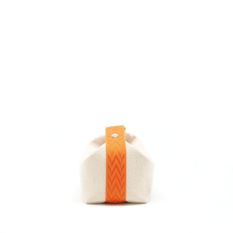 Hermes Trousse De Toilette Bride A Brac Petit Modele Beige/Orange