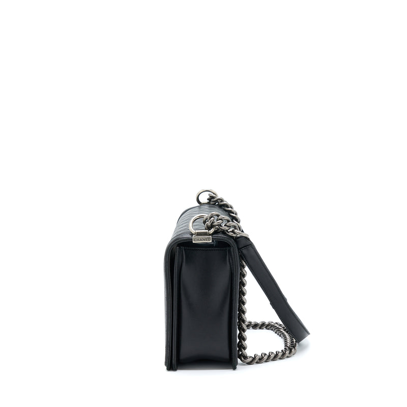 Chanel Medium Boy Bag Lambskin Black Ruthenium SHW