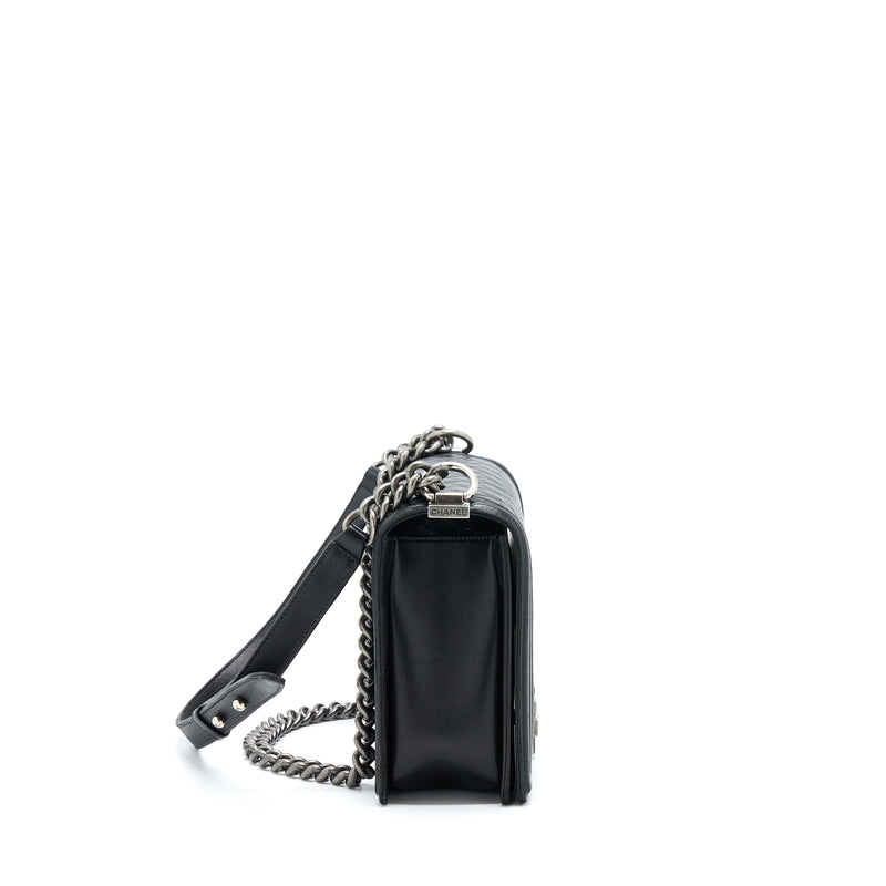 Chanel Medium Boy Bag Lambskin Black Ruthenium SHW