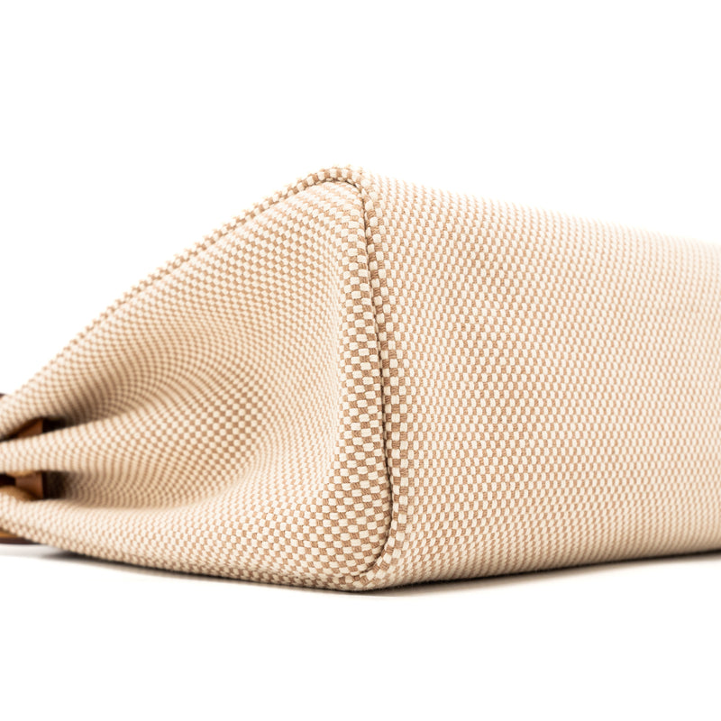 Hermes Herbag 31 Zip Bag Canvas/Cache Hunter Ecru/Beige GHW Stamp Y