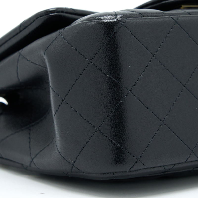 Chanel Classic Mini Square Flap Bag Lambskin Black LGHW (Microchip)