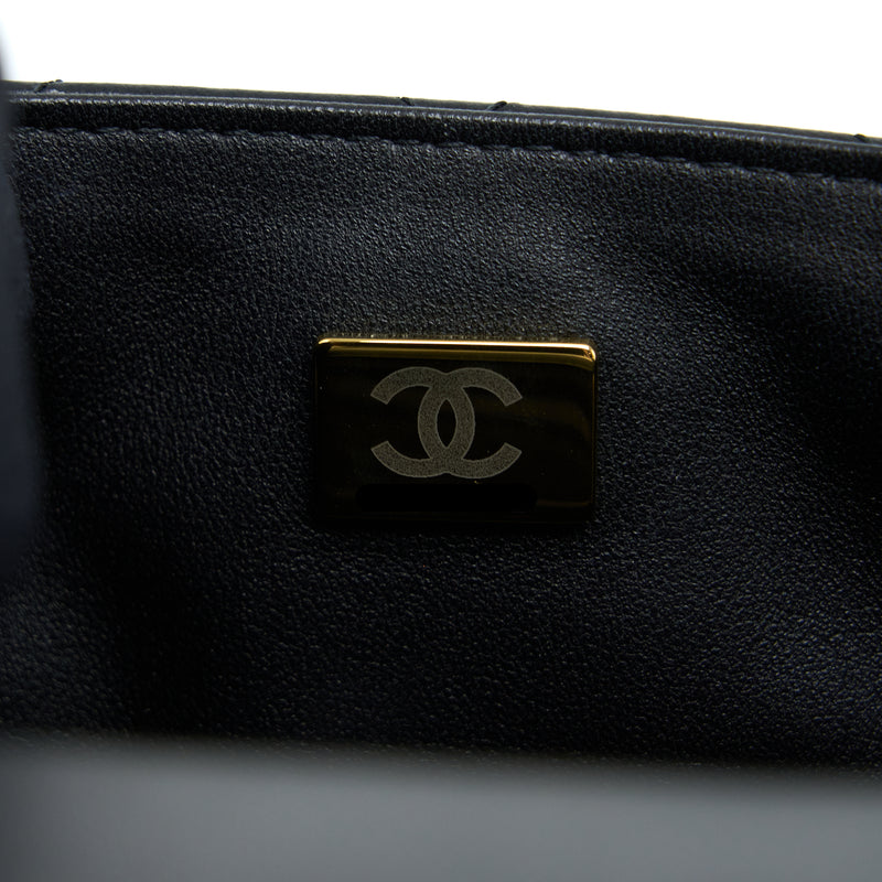 Chanel Classic Mini Square Flap Bag Lambskin Black LGHW (Microchip)