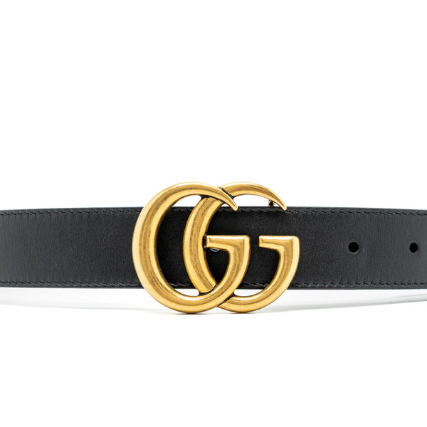 Gucci Size 85 GG Marmont Leather Belt Black GHW