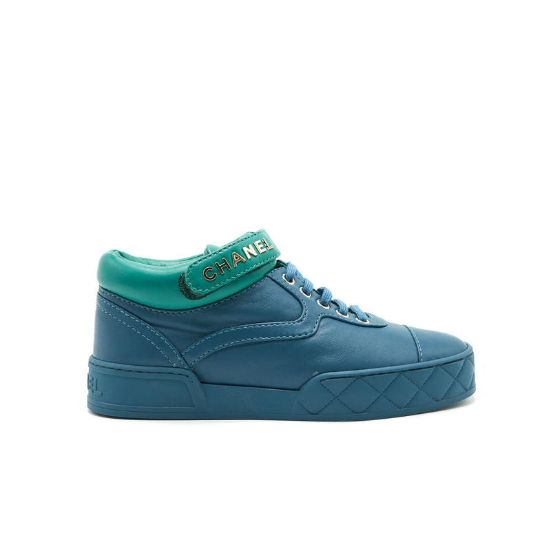 Chanel Sneakers Size 37 In Blue Green
