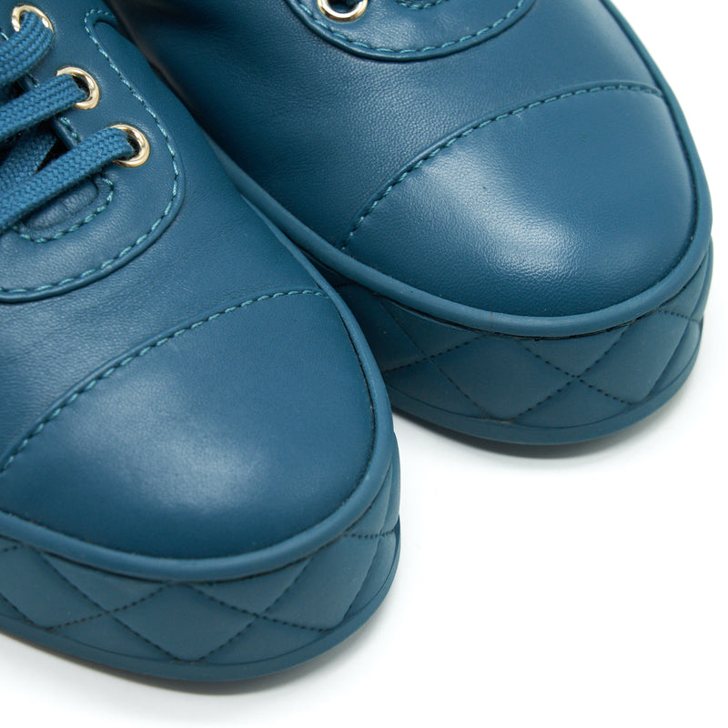 Chanel Sneakers Size 37 In Blue Green