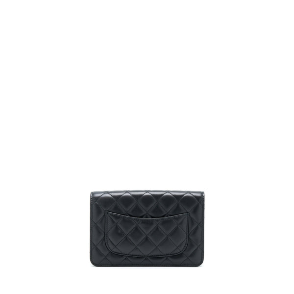 Chanel 22B Pearl Crush Wallet On Chain Lambskin Black GHW (Microchip)