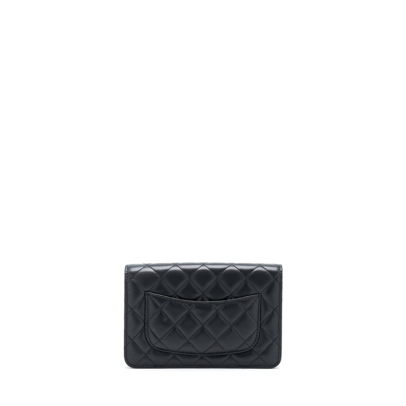 Chanel 22B Pearl Crush Wallet On Chain Lambskin Black GHW (Microchip)