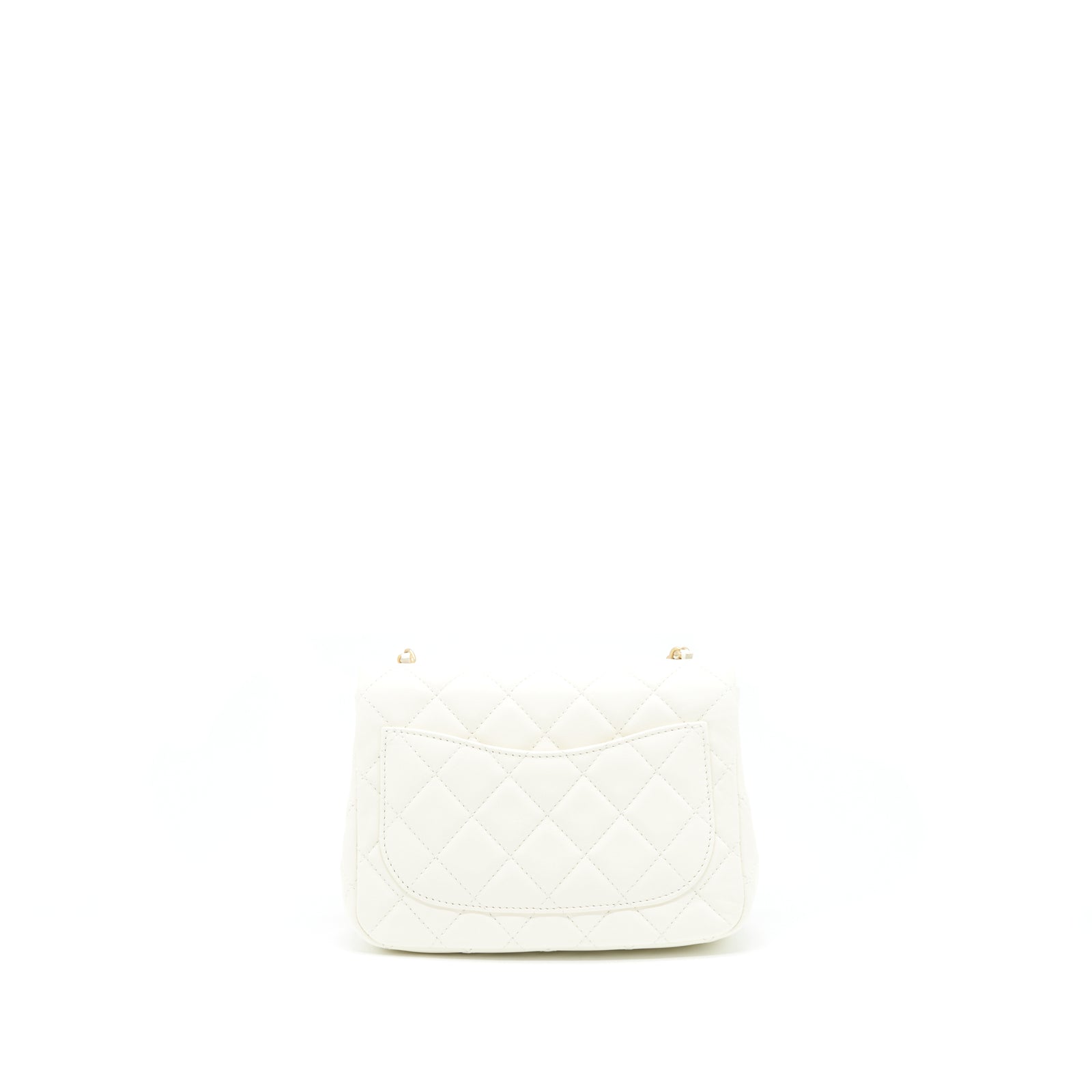 Chanel 22C Pearl Crush Mini Square Flap Bag Lambskin White GHW (Microc