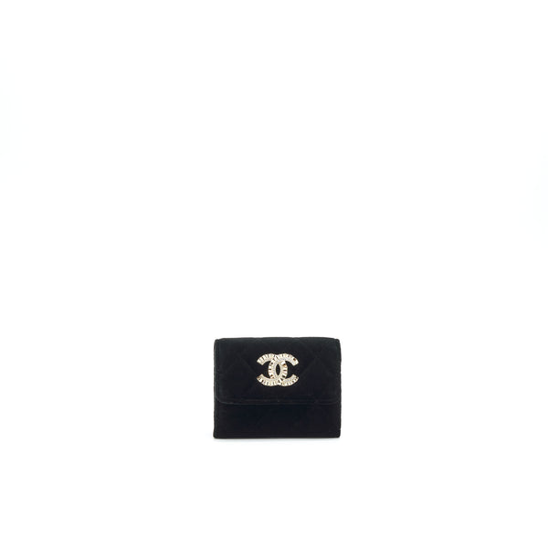 Chanel 21A velvet CC Crystal Logo Card Holder