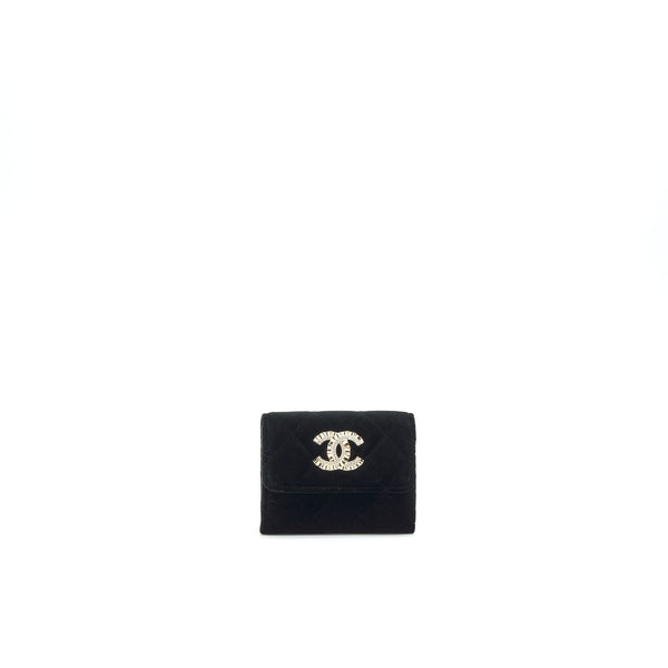 Chanel Velvet CC Crystal Logo Small Flap Wallet