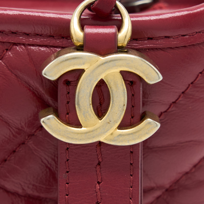 Chanel Small Gabrielle Hobo Bag Chevron Calfskin Red Multicolour Hardware