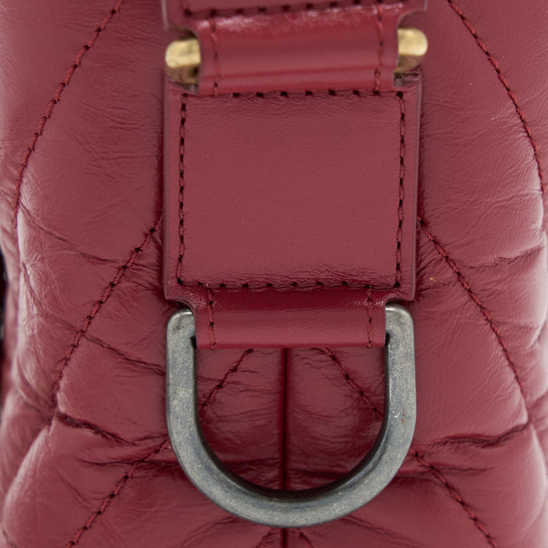 Chanel Small Gabrielle Hobo Bag Chevron Calfskin Red Multicolour Hardware