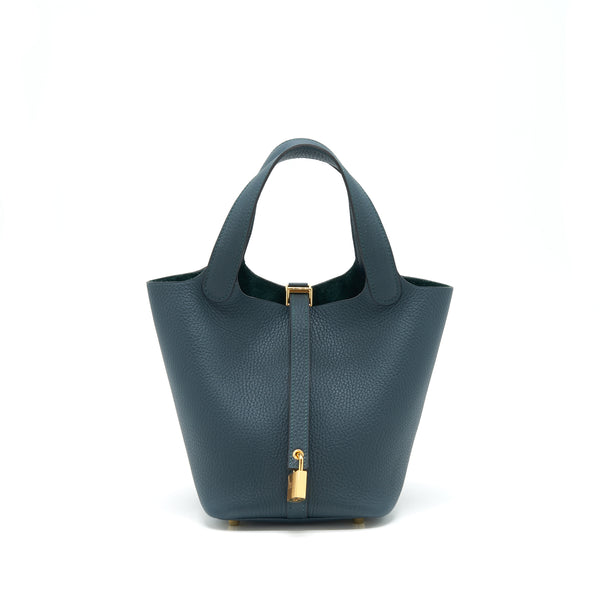 Hermes Picotin 18 Lock Bag Clemence 6o Vert Cypress GHW Stamp Z