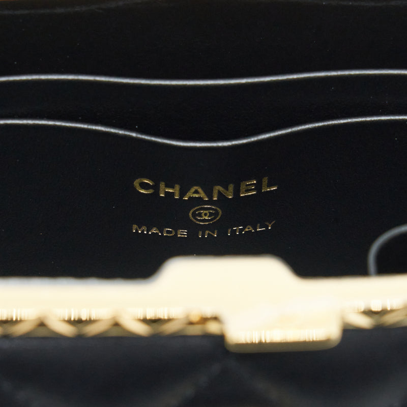 Chanel Small Clip Flap Vanity With Chain Lambskin Black GHW