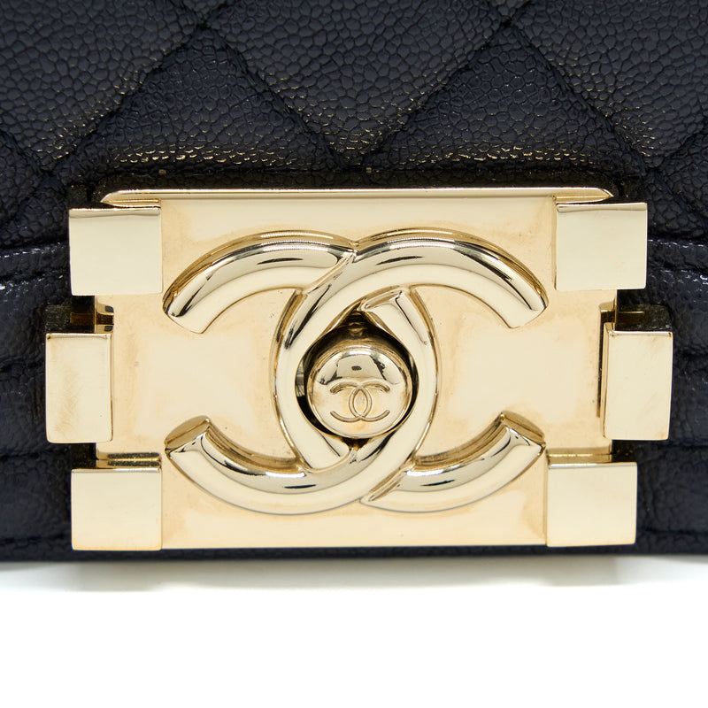 Chanel Medium Boy Bag Grained Calfskin Dark Blue LGHW