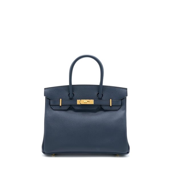 Hermes Birkin 30 Epsom Blue Indigo GHW Stamp A
