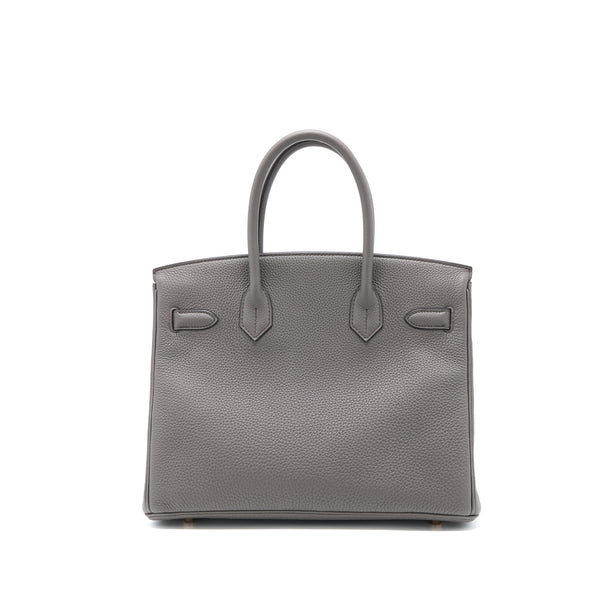 Hermes Birkin 30 Togo 8F Gris Etain RGHW Stamp D