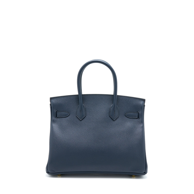 Hermes Birkin bag 30 Blue indigo Epsom leather Silver hardware