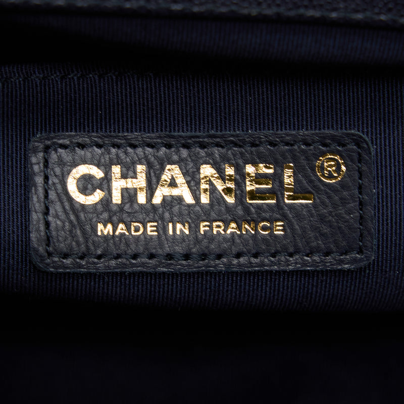 Chanel Medium Boy Bag Grained Calfskin Dark Blue LGHW