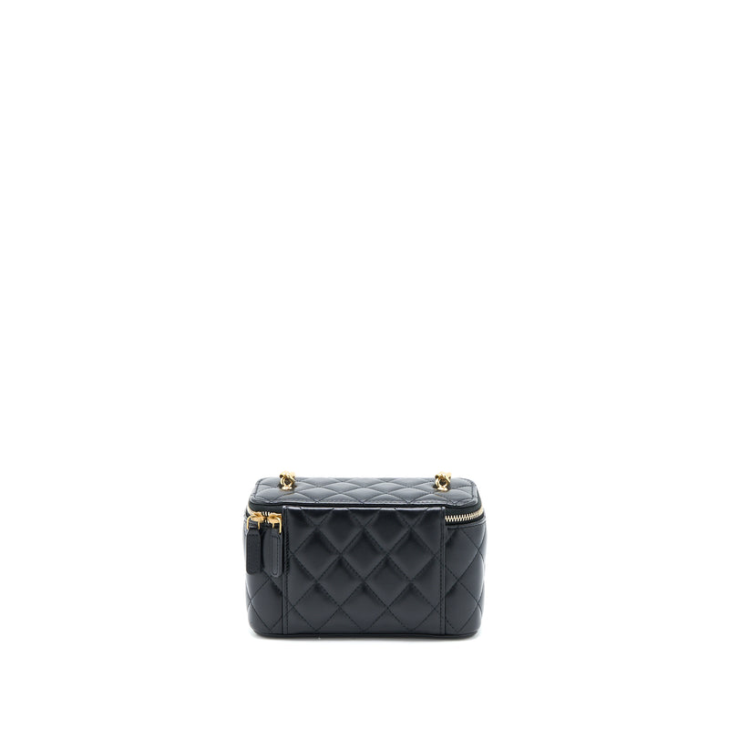 Chanel Long Vanity Detailed Gem Chain Lambskin Black GHW (Microchip)