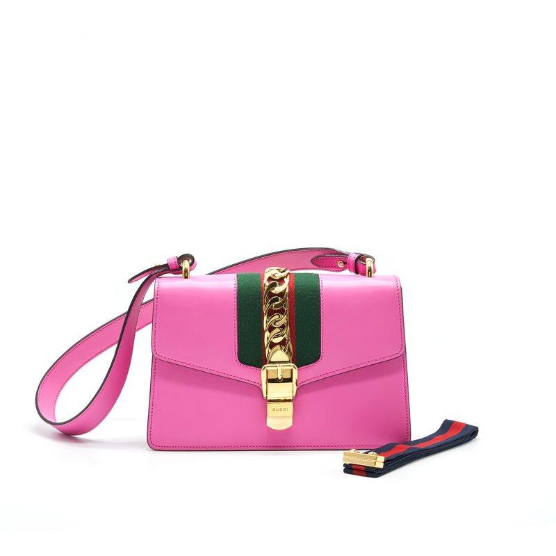 GUCCI SMALL SYLVIE LEATHER BAG PINK