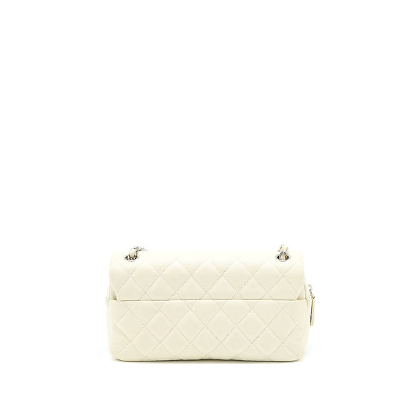 Chanel Quilted Flap Bag Caviar White SHW