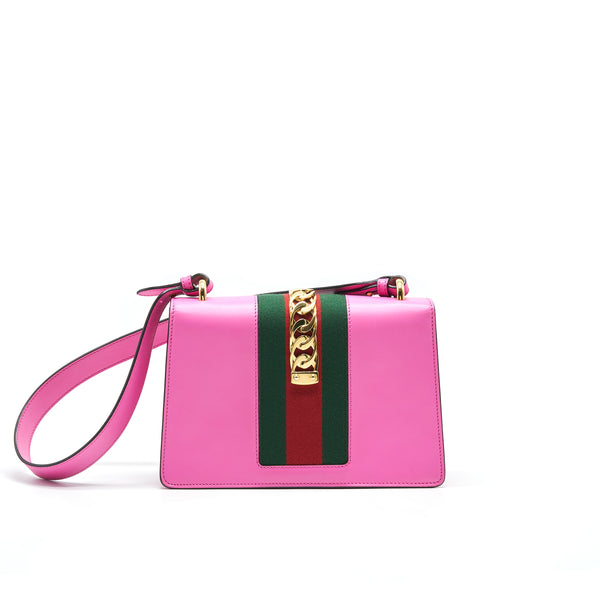 GUCCI SMALL SYLVIE LEATHER BAG PINK