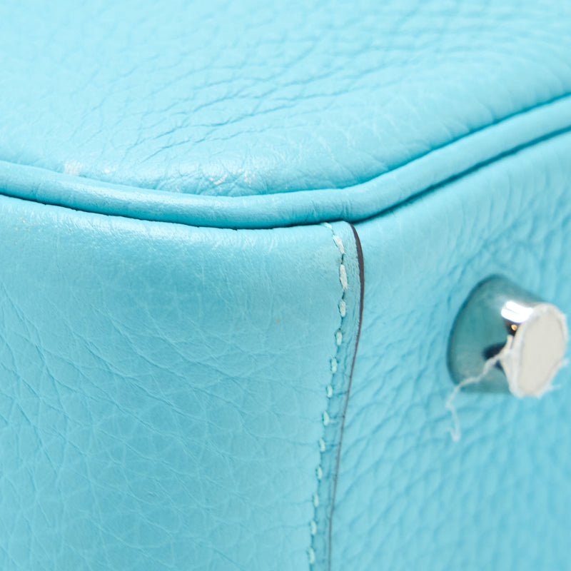 Hermes Lindy 30 Clemence Blue Atoll SHW Stamp A