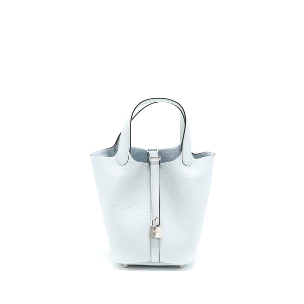 Hermes Picotin 18 Clemence Blue Pale SHW Stamp U