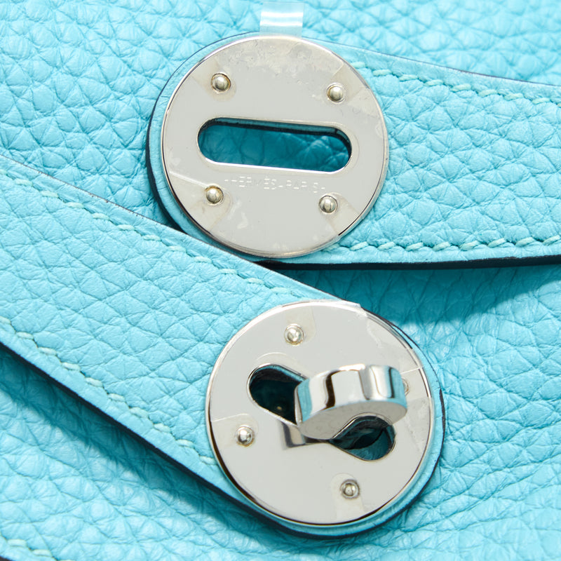Hermes Lindy 30 Clemence Blue Atoll SHW Stamp A