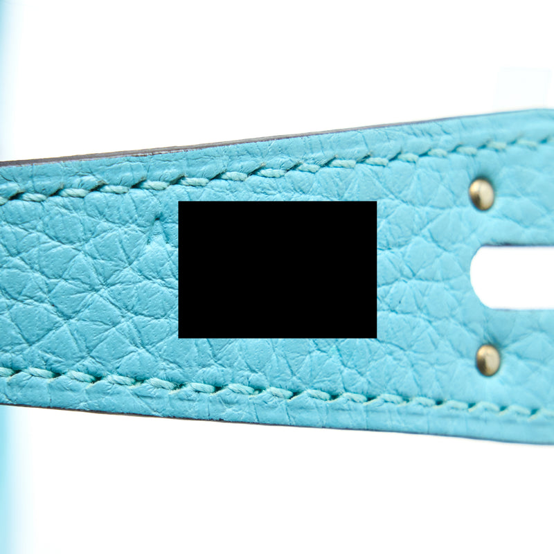 Hermes Lindy 30 Clemence Blue Atoll SHW Stamp A