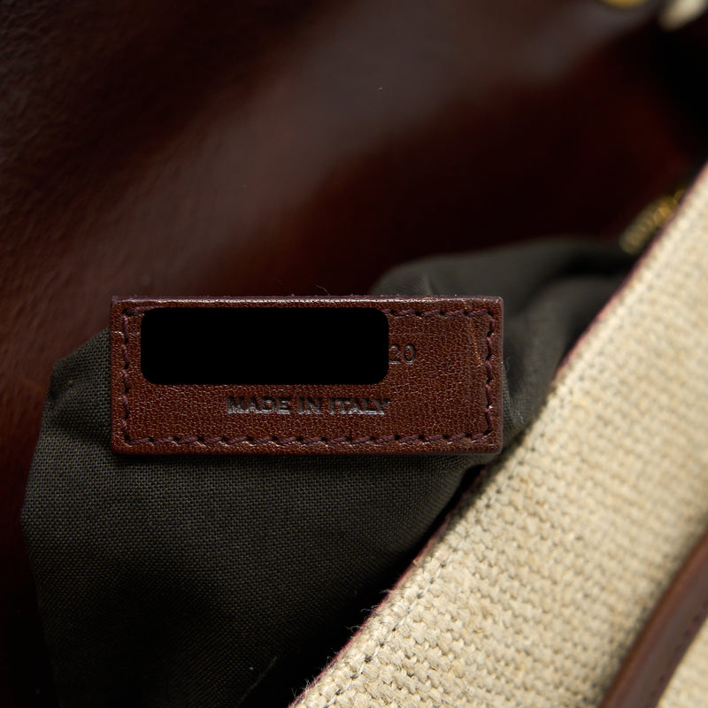 Saint Laurent Medium Niki Bag Trimmed Linen Canvas Brown