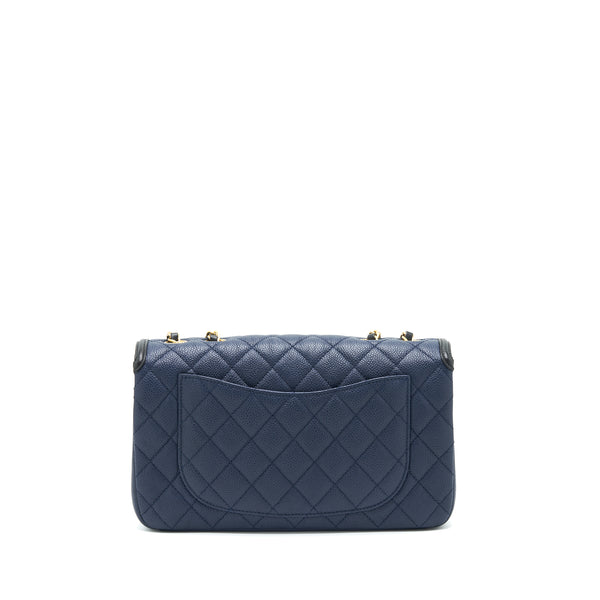 Chanel Medium Caviar Filigree Flap Bag Navy and Black