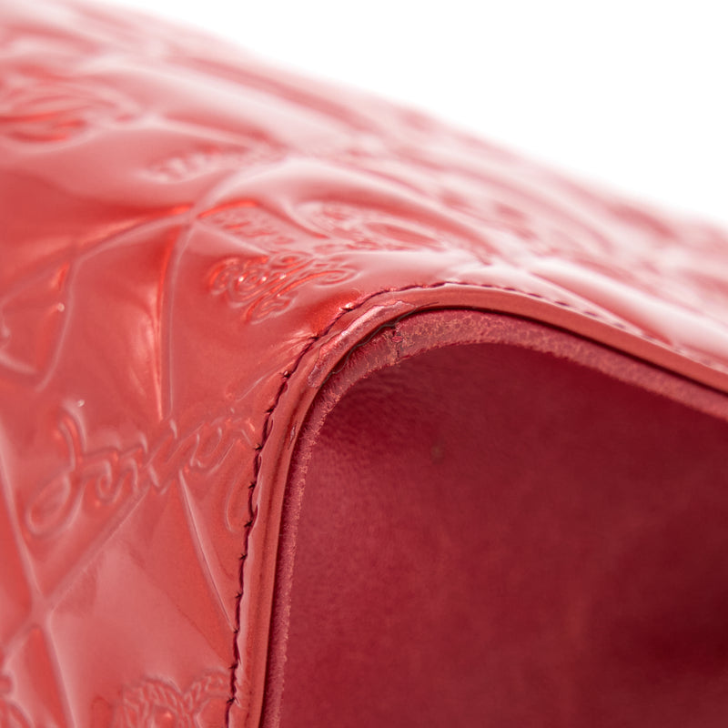 Chanel Vintage Leather Charm Printed Chain Shoulder Bag Red SHW