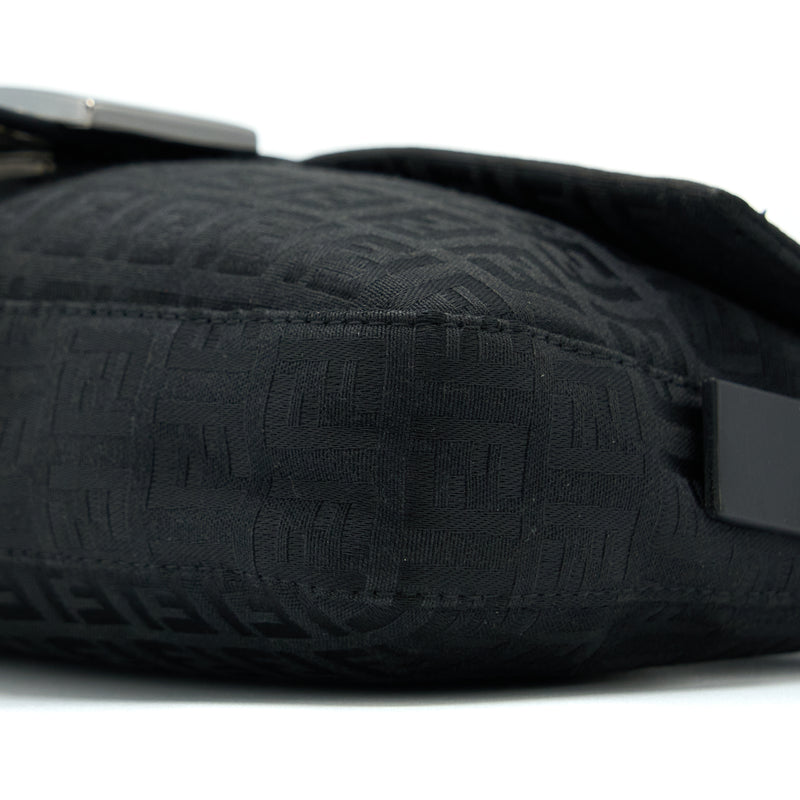 Fendi Zucca Baguette Canvas Black With Silver Hardware