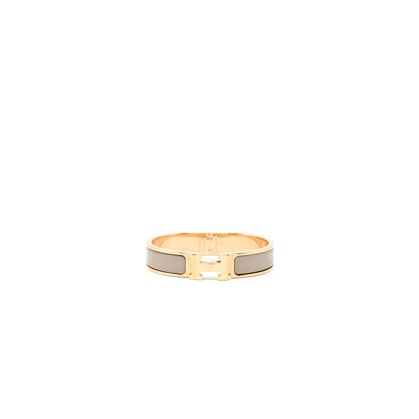Hermes Size PM Clic H Bracelet Marron Glacé Rose Gold Tone