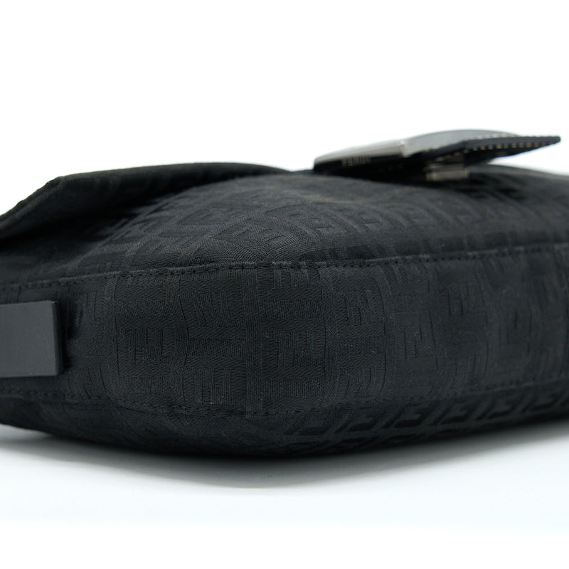 Fendi Zucca Baguette Canvas Black With Silver Hardware
