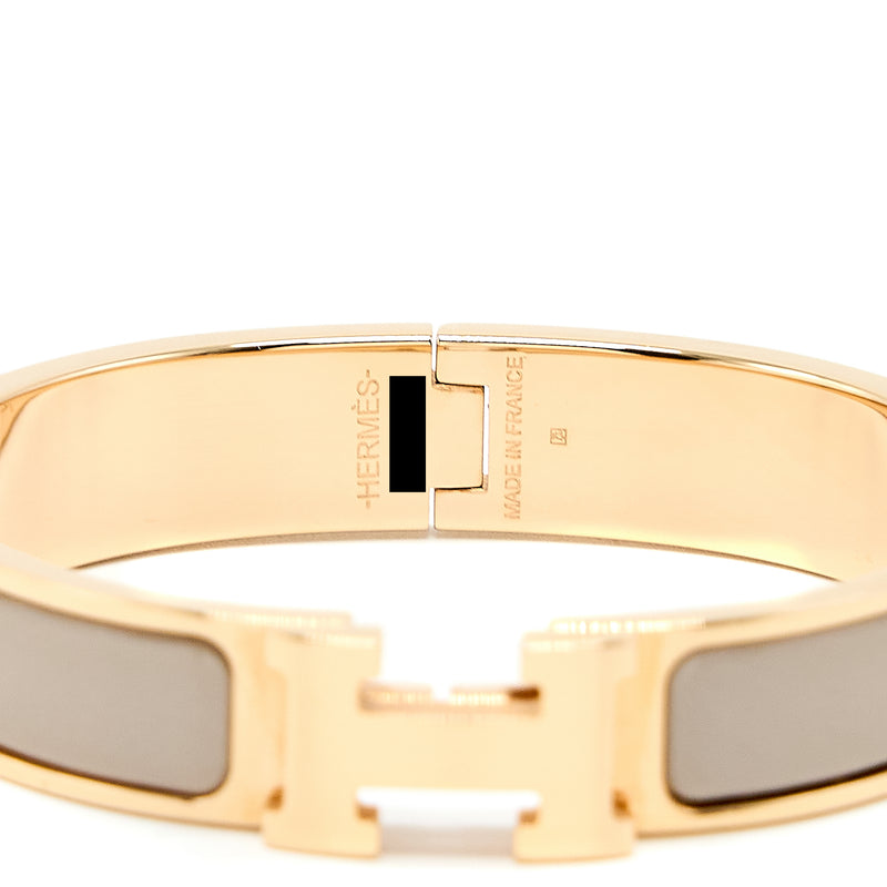 Hermes Size PM Clic H Bracelet Marron Glacé Rose Gold Tone