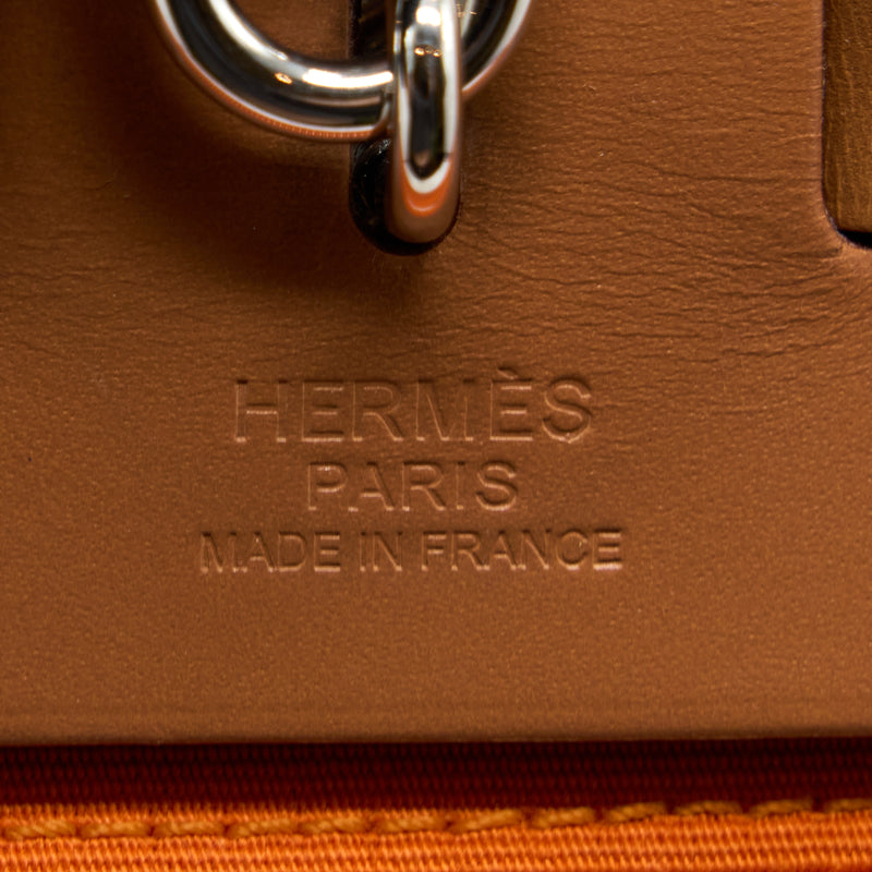 Hermes Herbag 31 Zip Bag Canvas Orange SHW Stamp Square H