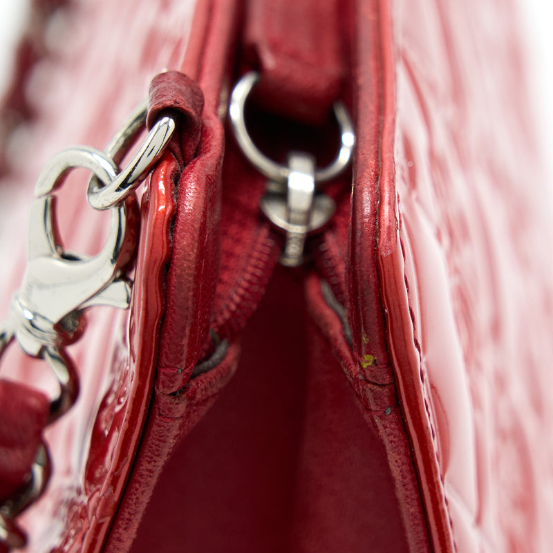 Chanel Vintage Leather Charm Printed Chain Shoulder Bag Red SHW