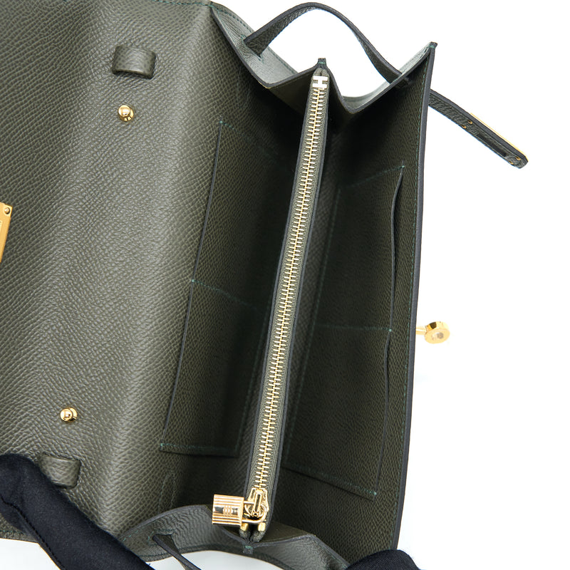 Hermes Classic Kelly To Go Epsom C6 Vert De Gris GHW Stamp U