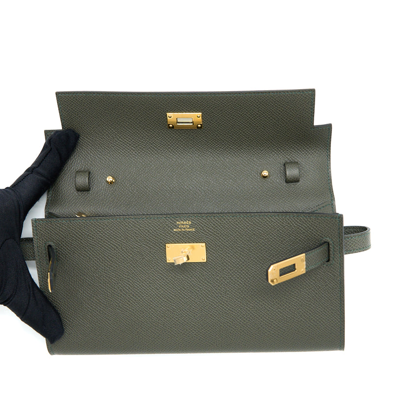 Hermes Classic Kelly To Go Epsom C6 Vert De Gris GHW Stamp U