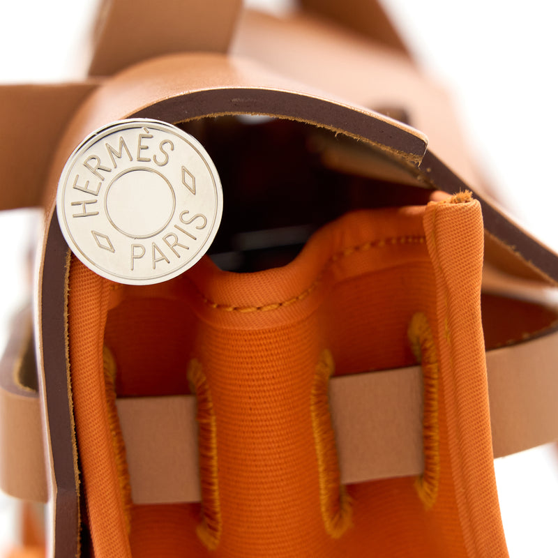 Hermes Herbag 31 Zip Bag Canvas Orange SHW Stamp Square H