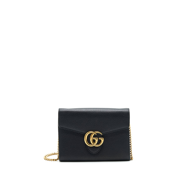 Gucci Grained Calfskin GG Logo Wallet on Chain with GHW
