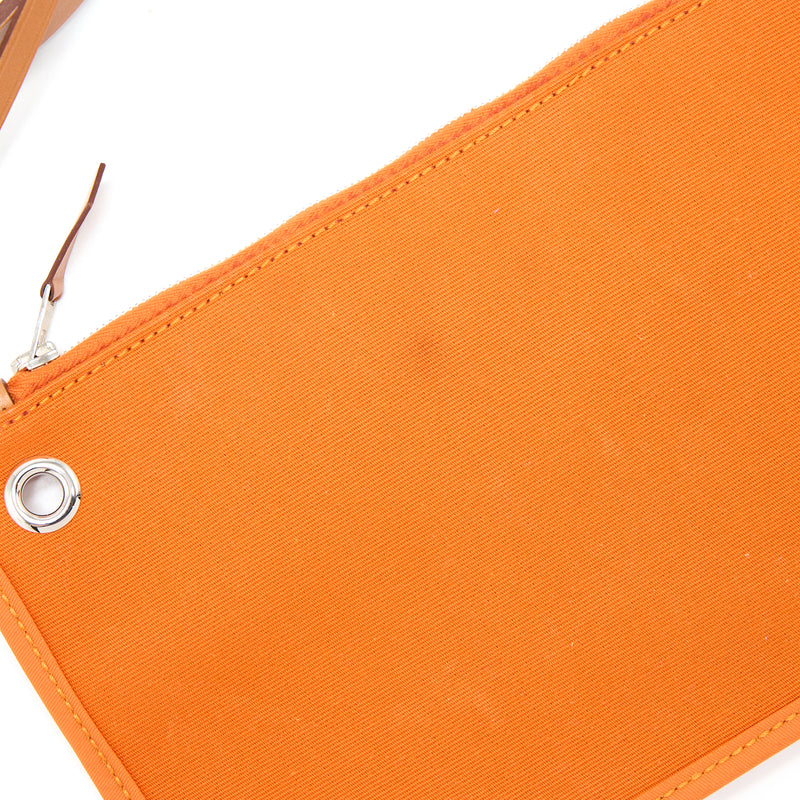 Hermes Herbag 31 Zip Bag Canvas Orange SHW Stamp Square H