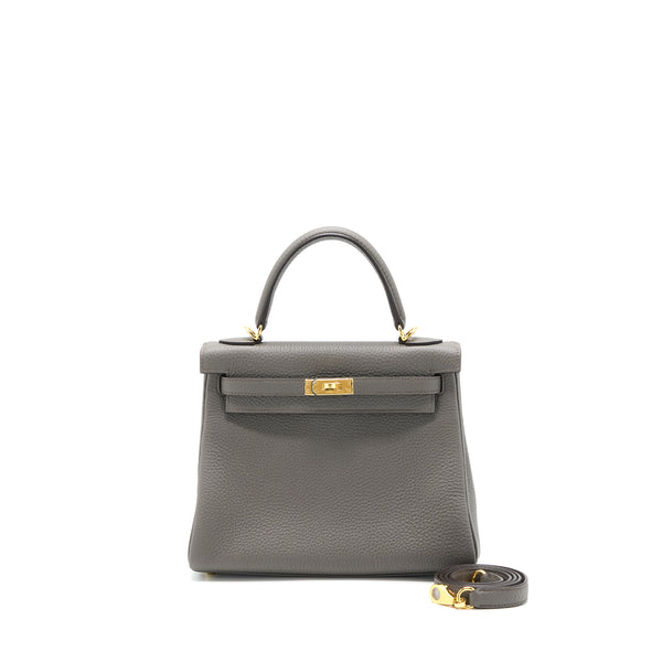 Hermes Kelly 25 Togo Gris Etain GHW Stamp U