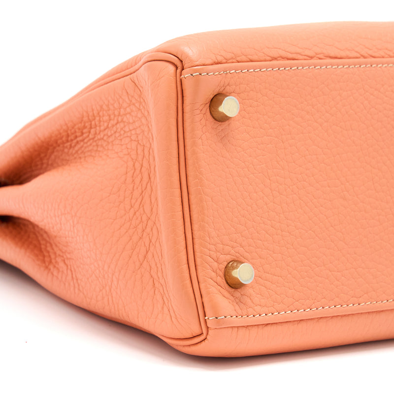 Hermes Kelly 28 Clemence 5L Crevette GHW Stamp Square Q