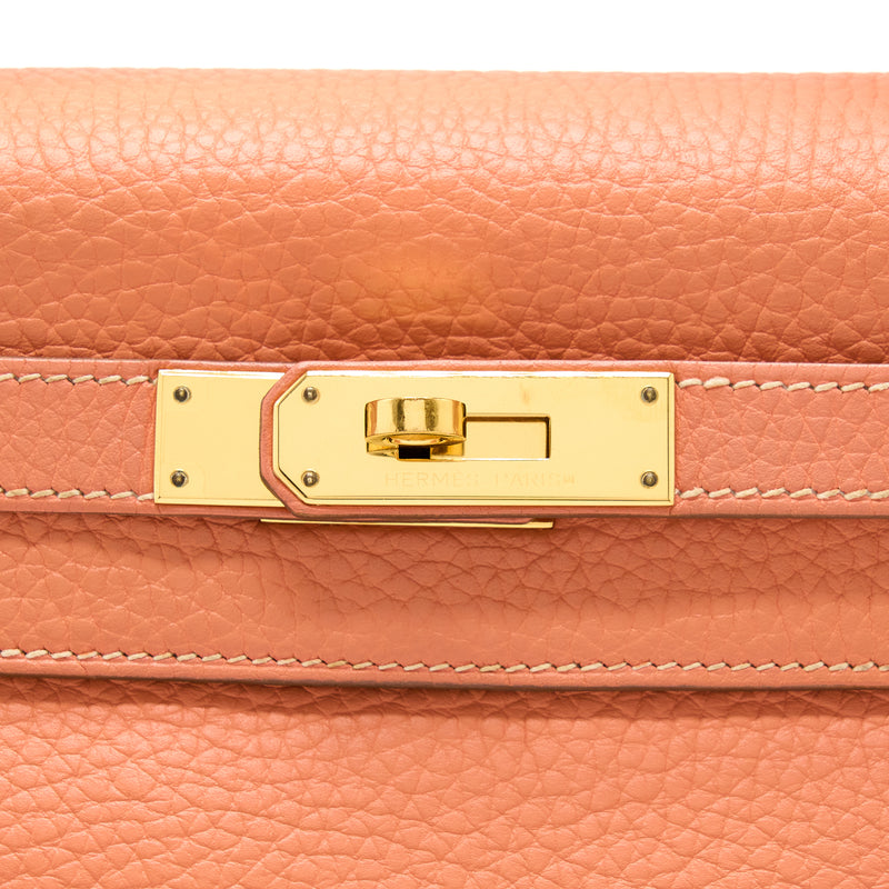Hermes Kelly 28 Clemence 5L Crevette GHW Stamp Square Q